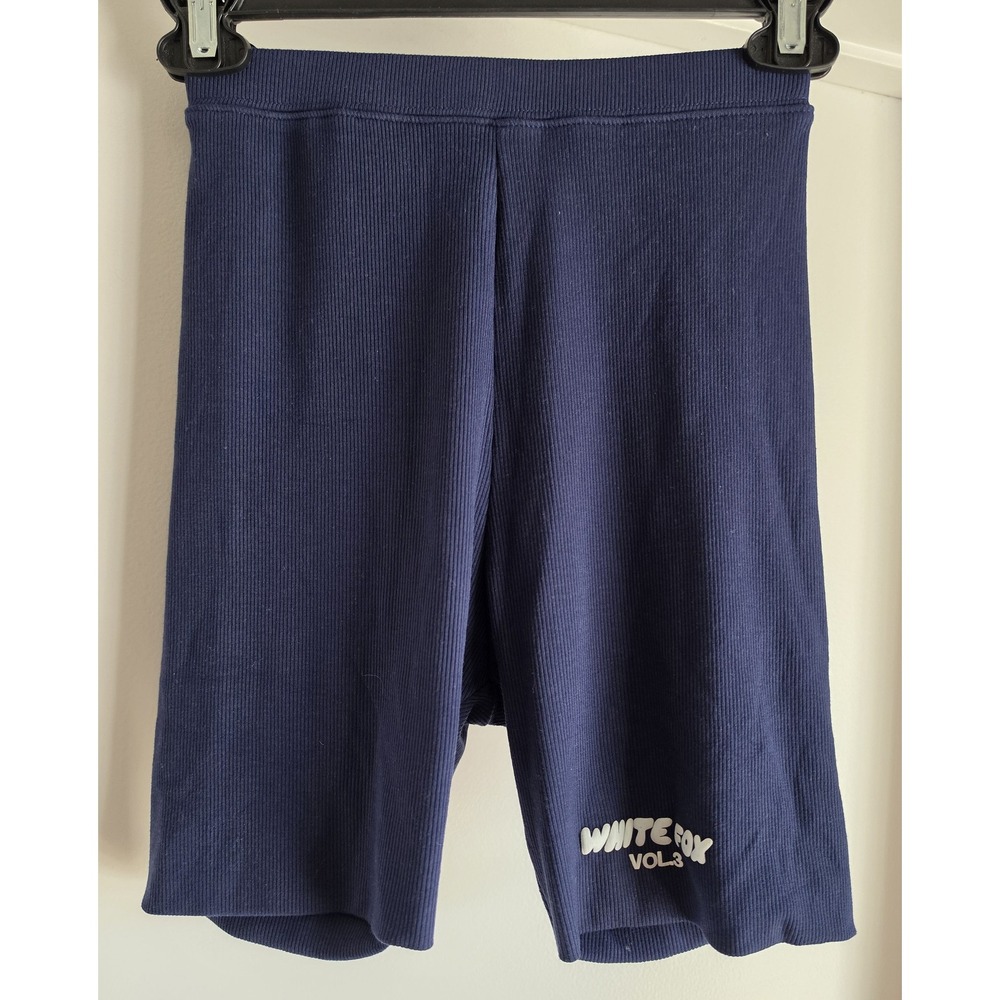NWT White Fox Biker Shorts Women XS Navy Ribbed Casual Athleisure Bike